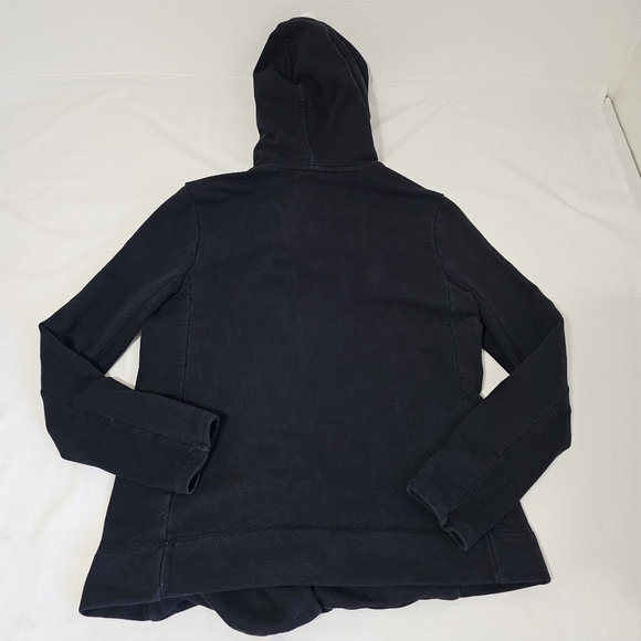 James Perse Standard Black Hooded Zip Jacket Size 4 Cotton Stretch Minimalist - Picture 3 of 6
